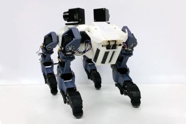 A quadruped robot that can climb vertical ladders autonomously